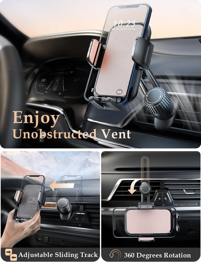 Holdersafe Phone Mount for Car Vent: [Never Blocking] Air Vent Cell Phones Holder for iPhone & Samsung Android Smartphone [Thick Cases Friendly] Hands-Free Auto Mobile Phone Stand (Pink) - Image 2